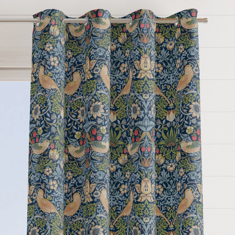 William Morris Upholstery Velvet Strawberry Thief Bluebell