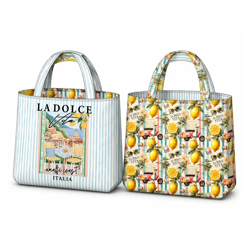 Amalfi Coast Reversible Canvas Bag Panel