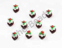 Fimo Tiny Christmas Pudding Charm Beads Pk 10