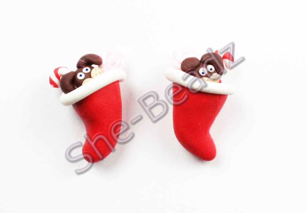 Fimo Christmas Stocking Charms Pk 10