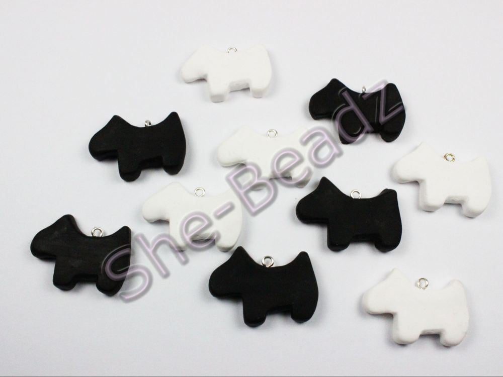 Fimo Westie / Scotty dog Charms Pk 10