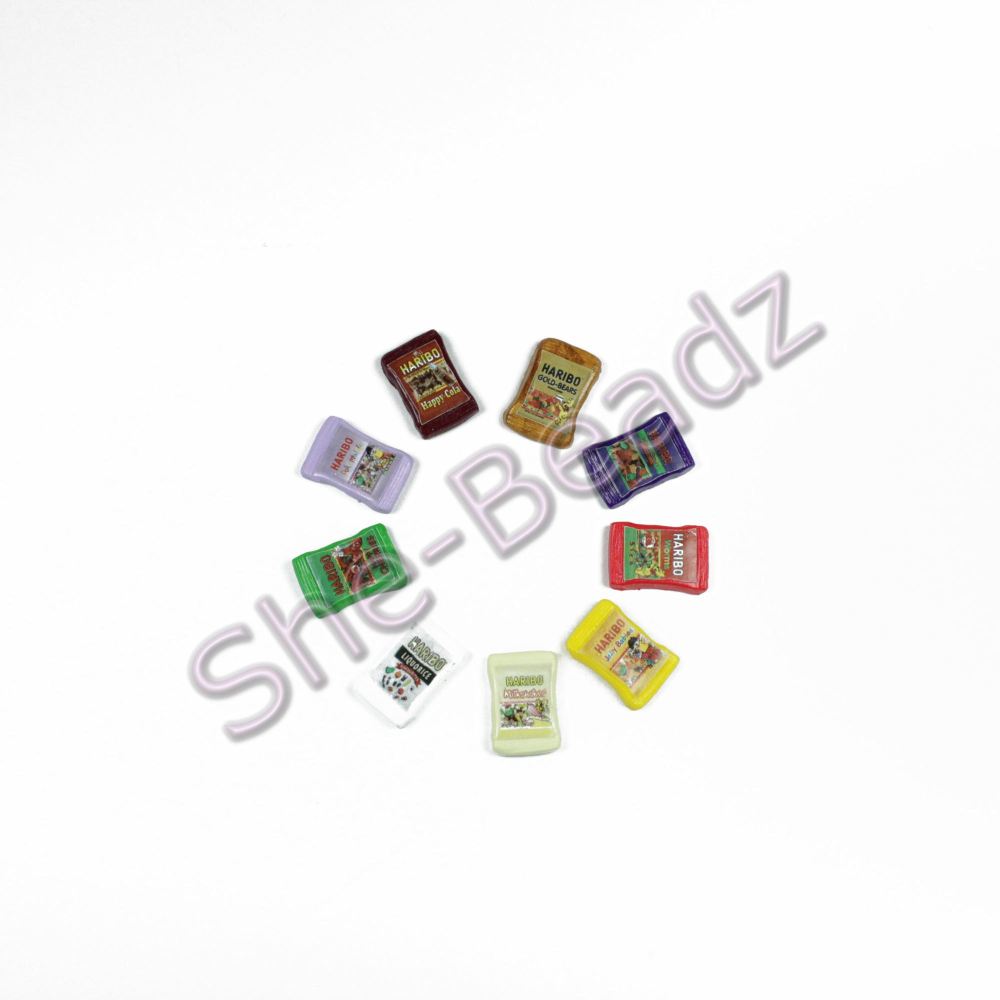 Fimo Various HARIBO Sweet Packet Charm Beads Tiny Pk10, YOU CHOOSE