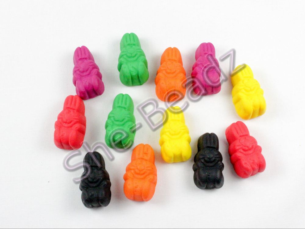 Fimo Jelly Bunnie Charm Beads Pk 10