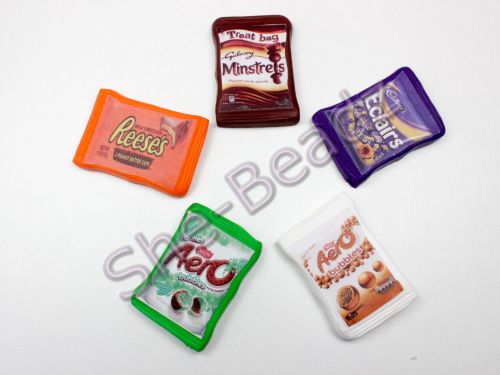 Fimo Various Chocolate Packet Charm Pendants Pk 2 YOU CHOOSE