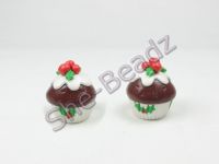 Fimo Large Christmas Muffin Charm Beads Pk 5