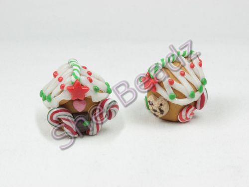 Fimo 3D Gingerbread Man Candy House Pendant Large Pk 1