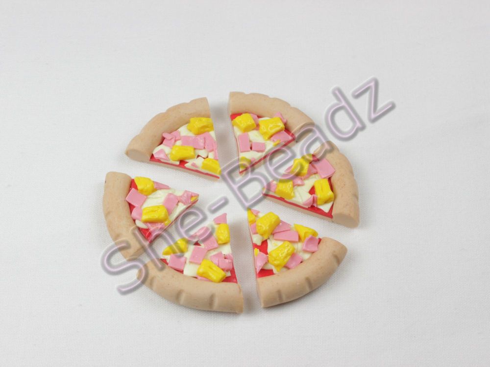 Fimo Slices Of Ham & Pineapple Pizza Charms Pk 6