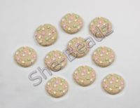 Fimo Mini Cookie with Flower Sprinkles Charm. Pk 10