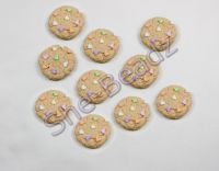 Fimo Mini Cookie with Heart Sprinkles Charms. Pk 10