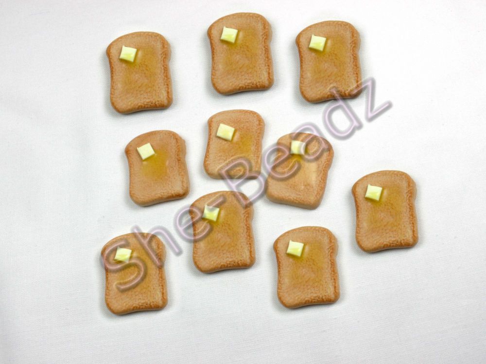 Fimo Large Toast with Butter Charms Pk 10