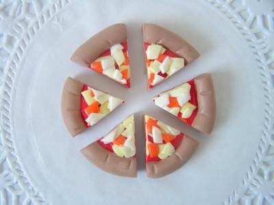 Fimo Slices Of Four Cheese Pizza Charms Pk 6