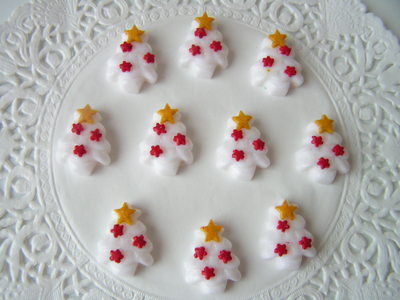 Fimo Glittery Christmas Tree Charm Beads Pk 10