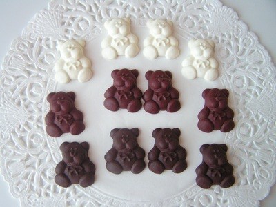 Fimo Chocolate Bear Charm Beads Pk 12