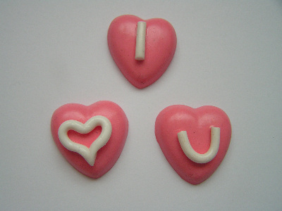 Fimo Pink Valentine I Love You Heart Charm Beads Pk 12