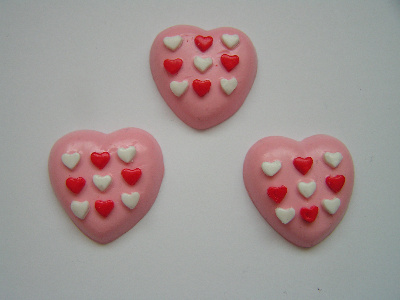 Fimo Mini Hearts on Pink Heart Charm Beads Pk 10