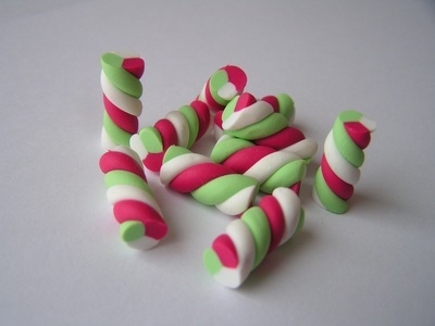 Fimo Tiny Pink Green & White Flump Marshmallow Charm Beads Pk 20