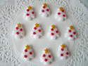 Fimo Christmas Tree Charm Beads (White/Red Decorations) Pk 10