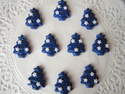 Fimo Christmas Tree Charm Beads (Blue/White Decorations) Pk 10