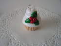 Fimo Christmas Holly Cupcake Pendant Pk 1