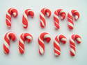 Fimo Tiny Candy Cane Charm Beads (red/white) Pk 10
