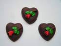 Fimo Chocolate Rose Heart Charm Beads Pk 10
