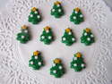 Fimo Christmas Tree Charm Beads (Green/White Decorations) Pk 10