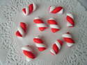 Fimo Twister Charm Beads (Red & White) Pk 10