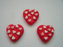 Fimo Mini Hearts on Red Heart Charm Beads Pk 10