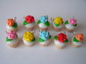 Fimo Rose Cupcake Charms Mini Pk 10