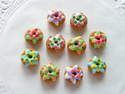 Fimo Tiny Coloured Star Donut Charm Beads Pk 10