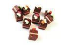 Fimo Chocolate Cake Square Charm Beads With Heart Topping Tiny Pk 10