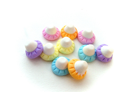 Fimo Foam Mushroom Charm Beads Pastel Tiny Pk 10