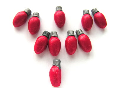 Fimo Ruby Red Christmas Light Charm Beads Pk 10