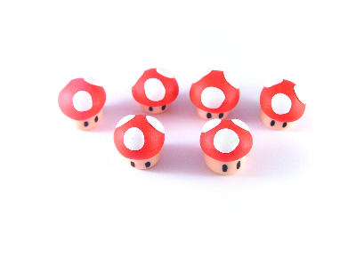 Fimo Mario Super Mushroom Charms Pk 10
