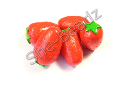 Fimo Strawberry Pendants Pk 5