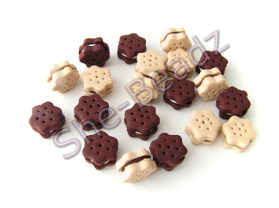 Fimo Chocolate Cream Biscuit Beads Tiny Pk 20