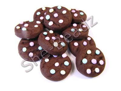 Fimo Chocolate Biscuits Charms with Pastel Drops Pk 10