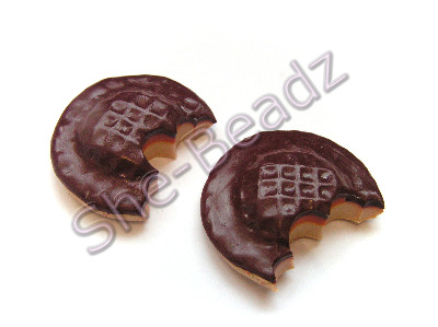 Fimo Large Jaffa Cake Biscuit Charm pendants Pk 2