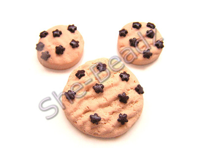 Fimo Chocolate Flower Cookie Charms & Pendants Pk 6