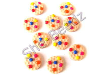 Fimo Tiny Smartie Cookie Charm Beads Pk 10