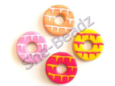 Fimo Large Party Ring Biscuit Pendants Pk 4