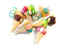 Fimo Ice Cream Cone Charm Beads Mixed Colours Pk 10