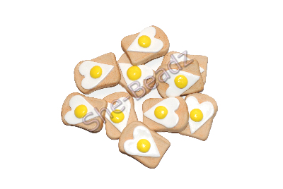 Fimo Large Heart Egg On Toast Charms Pk 10