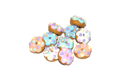 Fimo Donuts With Pastel Polka Dots Mini Charm Beads Pk 10 