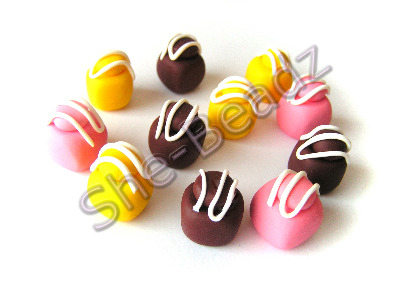 Fimo French Fancy Charm Beads Large Pk 12