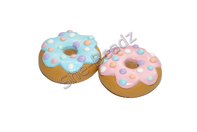 Fimo Donut Pendants With Pastel Polka Dots Pk 2
