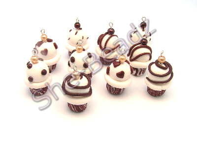 Fimo Chocolate Cupcake Charms Pk 10