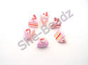Fimo Strawberry Cake Slice Charm Beads Tiny Pk 6