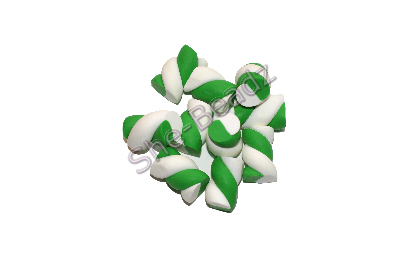 Fimo Green & White Twister Bead Charms Pk 10