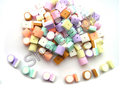 Fimo Large Dolly Mixture Beads Pastel colours Pk 108